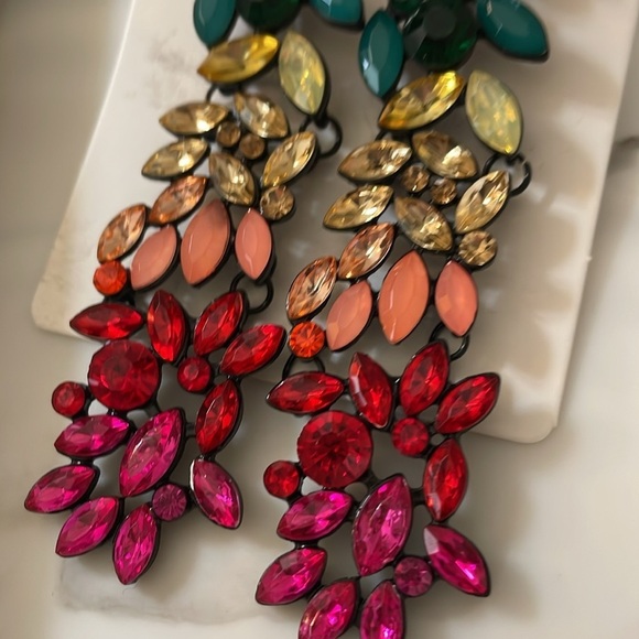 Colorful Crystal Drop Earrings - Picture 6 of 12